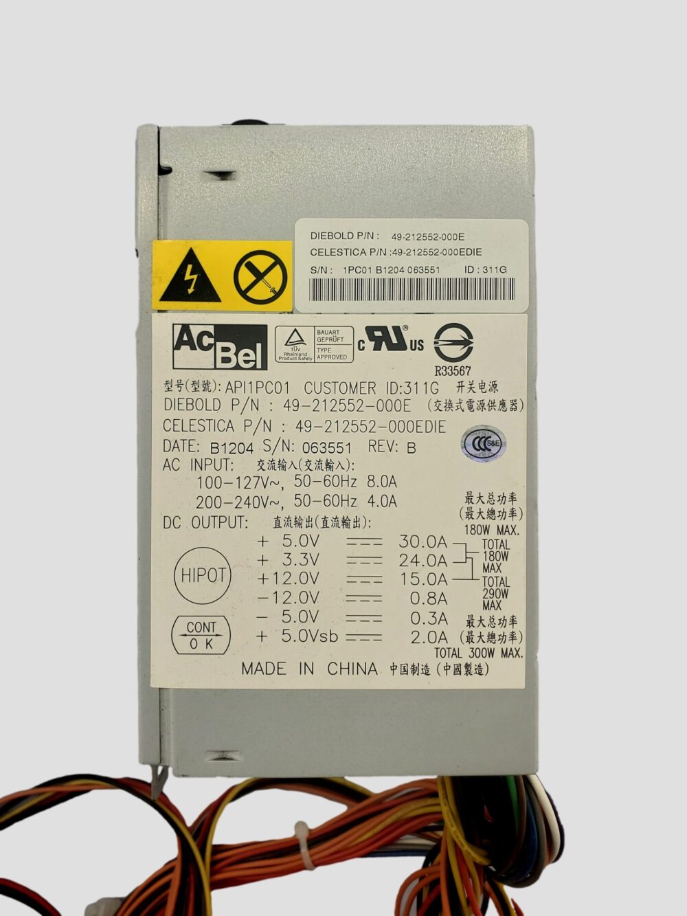 AcBel Power Supply API1PC01 49-212552-000D 290W