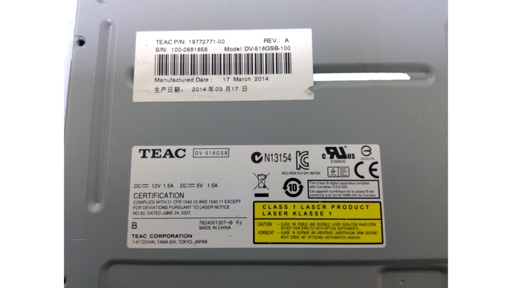 TEAC DVD Drive Model DV-518GSB-100 REV. A - Image 5