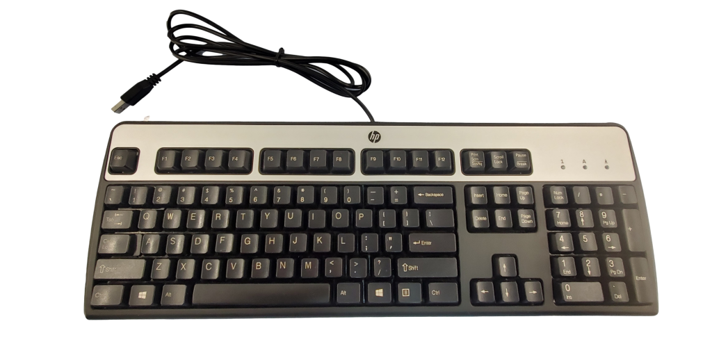 HP KU-0316 Black Silver USB Wired 104-Key Layout Keyboard 434821