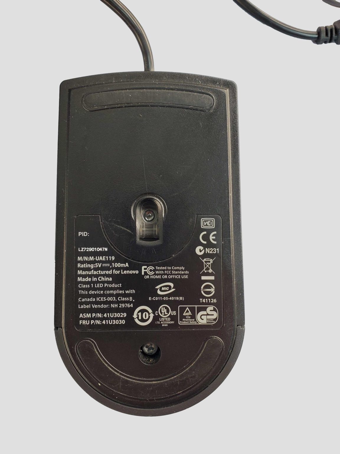 Lenovo Wired USB Mouse, 3 button, Scroll Wheel MO28UO - Image 2