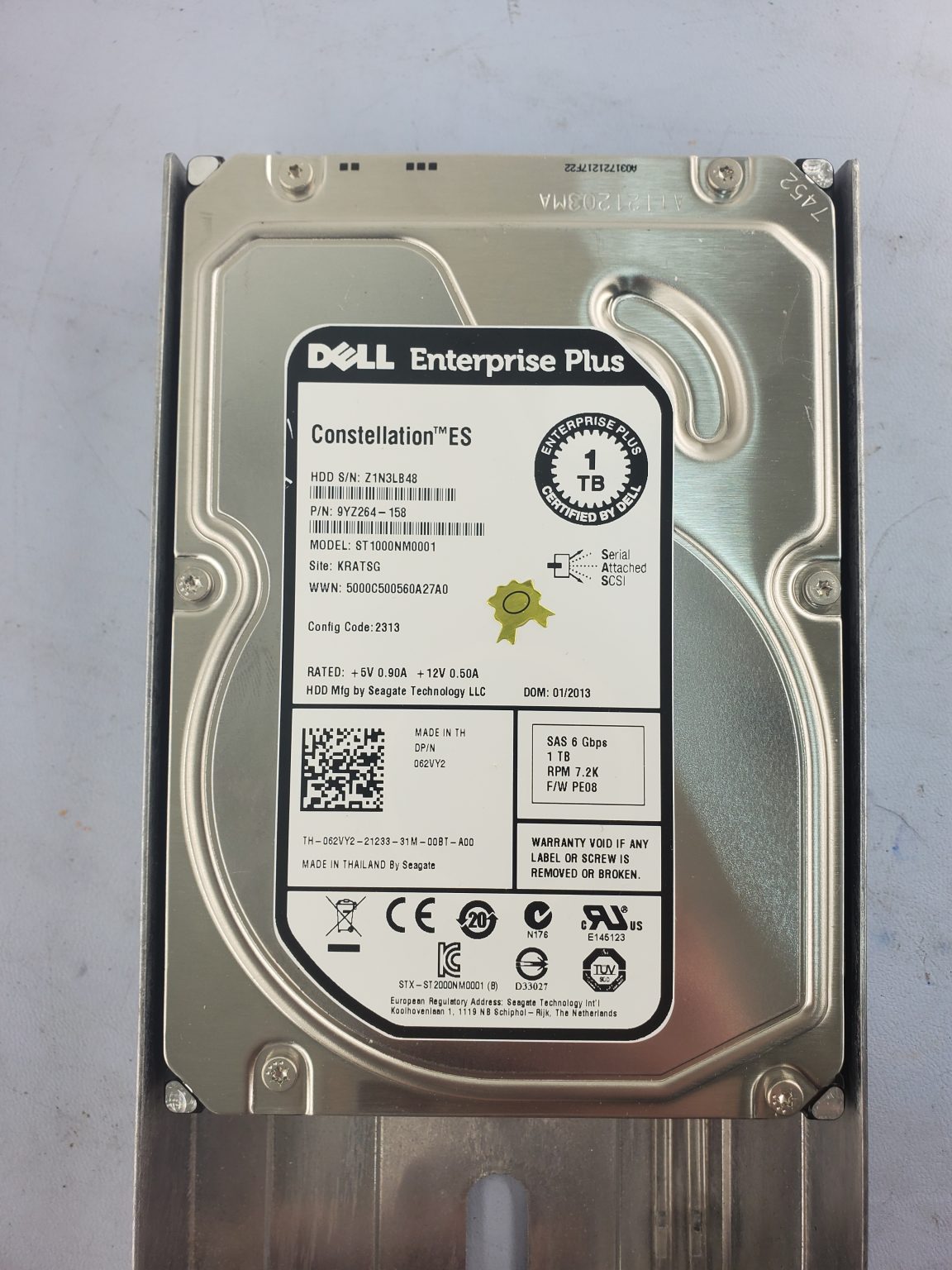 NEW Dell Constellation ES ST1000NM001A Hard Drive 1 TB Enterprise Plus W/ Dell EqualLogic PS5000 Caddy - Image 2