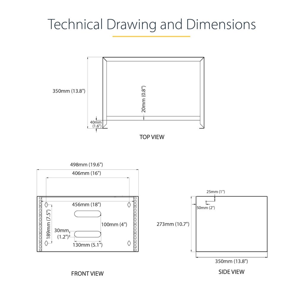 6U Wall Mount Network Rack - 14 Inch Deep (Low Profile) - 19" Patch Panel Bracket for Shallow Server and IT Equipment - Image 4